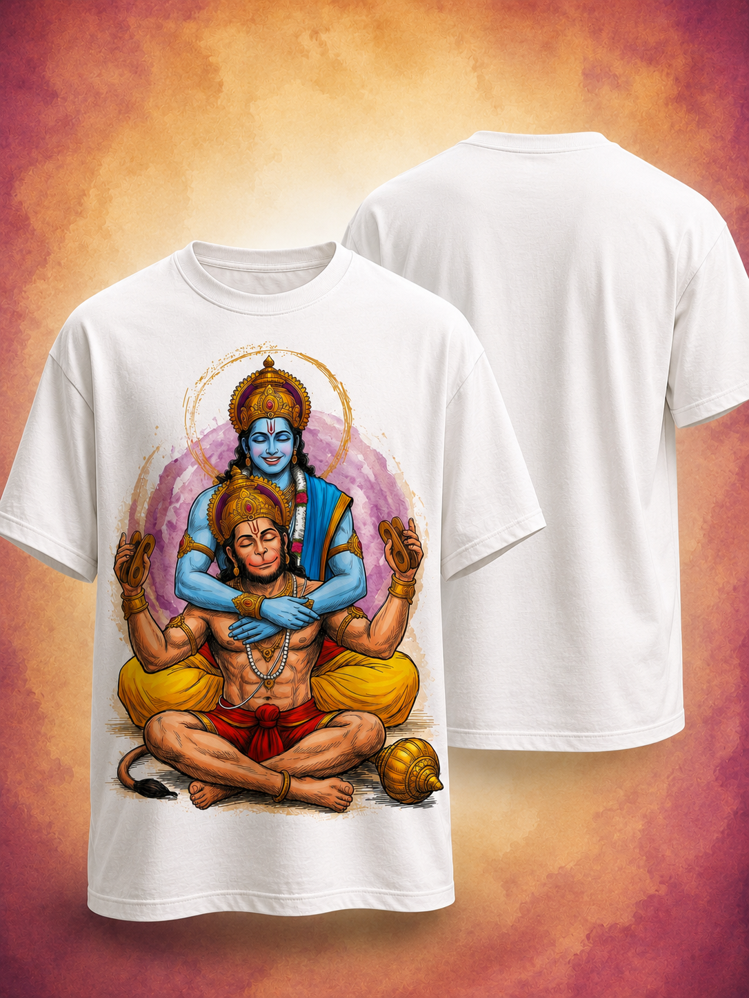 🚩 Ram & Hanuman Divine Blessings Oversized T-Shirt