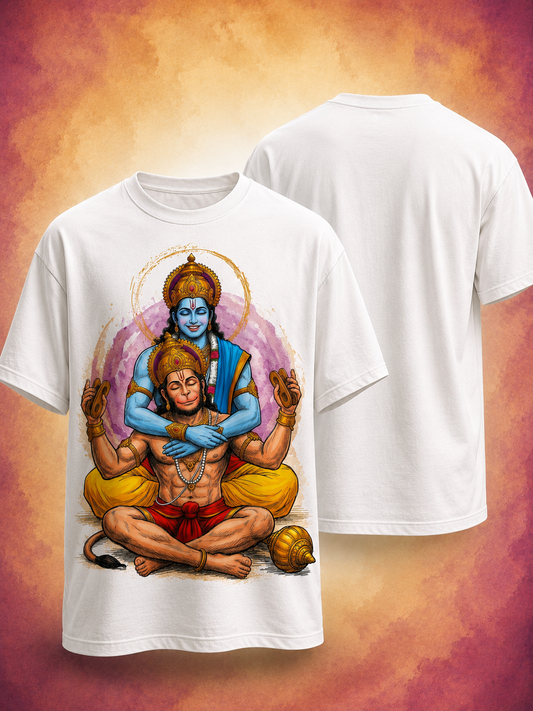 🚩 Ram & Hanuman Divine Blessings Oversized T-Shirt
