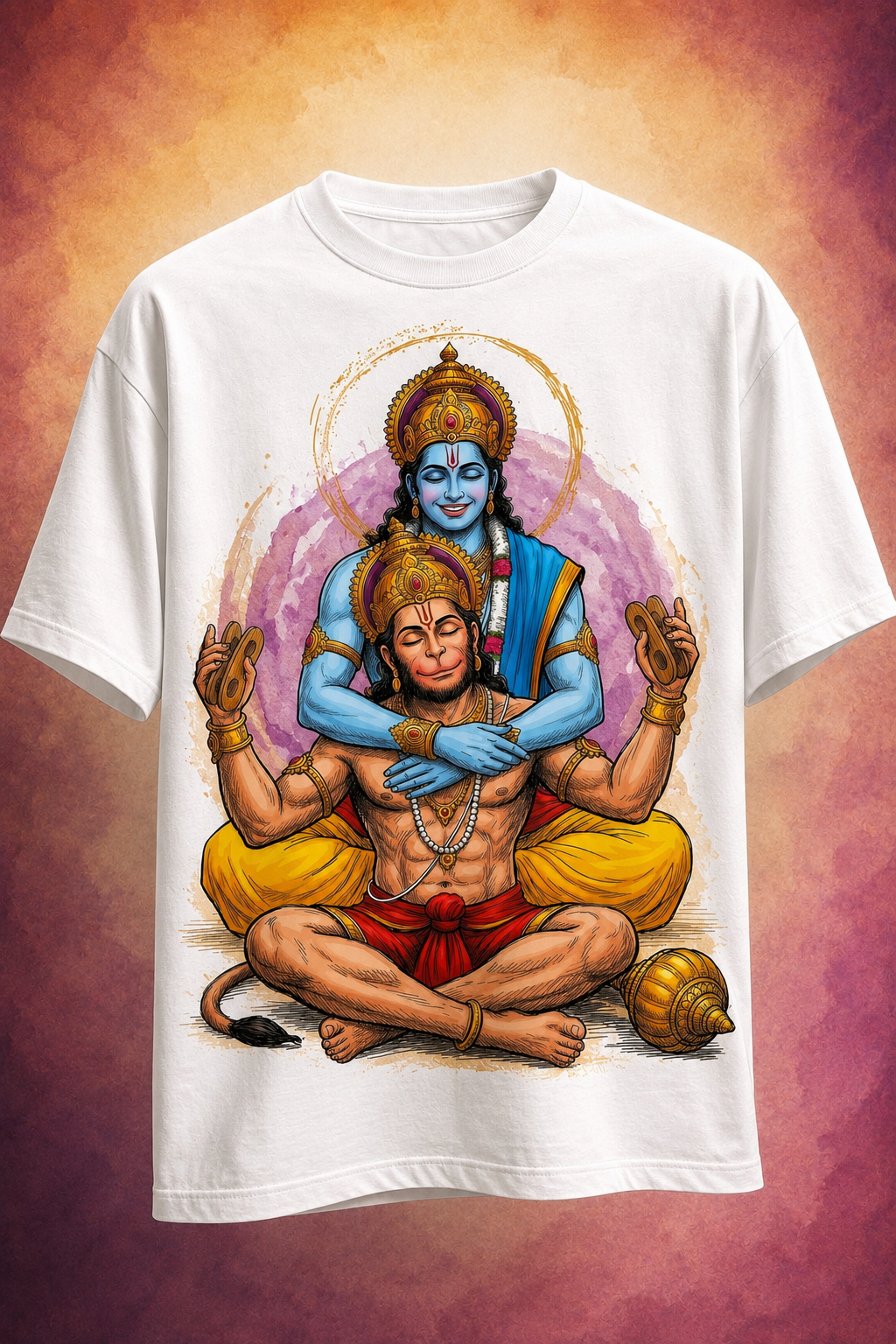 🚩 Ram & Hanuman Divine Blessings Oversized T-Shirt