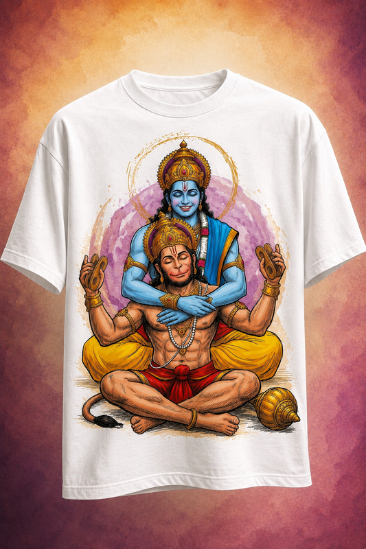 🚩 Ram & Hanuman Divine Blessings Oversized T-Shirt